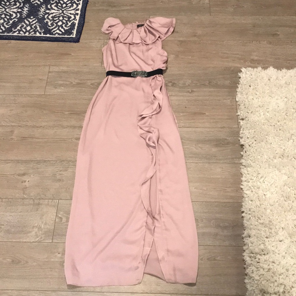 BCBG dusty rose ruffle dress